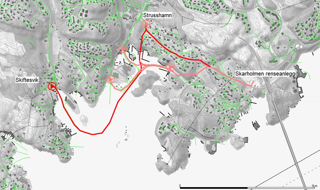 Kart Overføring avløp Skiftesvik Strusshamn Skarholmen