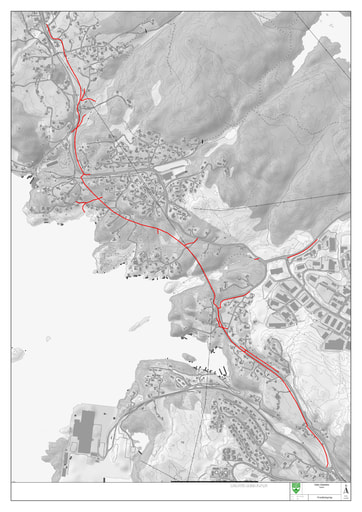 Oversiktskart trase Fv. 562 Lavik Haugland