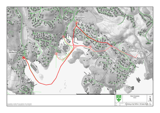 Oversiktskart planlagte ledningstraseer avløp Skiftesvik – Strusshamn – Skarholmen